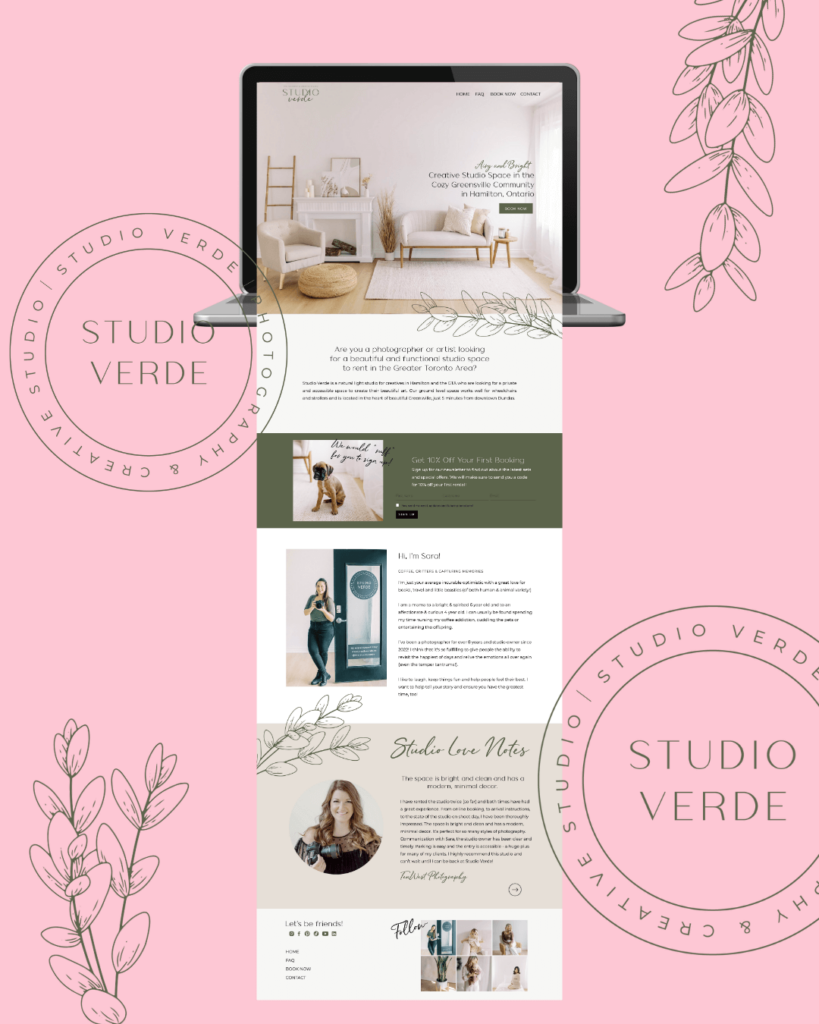 Studio Verde home page on computer screen